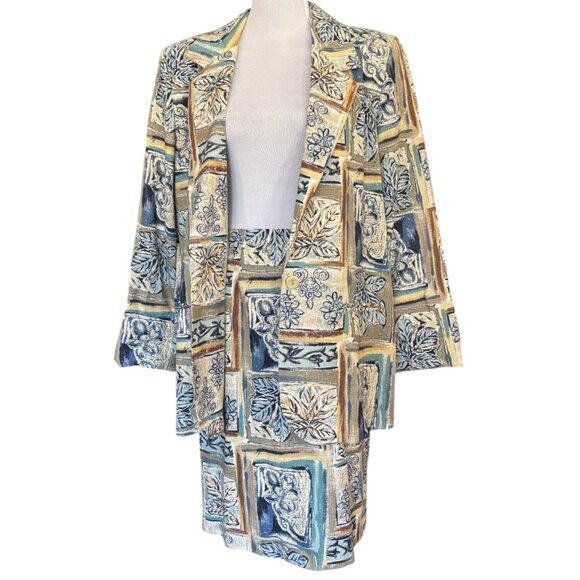 Toni Garment for CC Magic vintage 90s 2 piece Hawaiian skirt blazer suit sz 10 - Picture 5 of 13